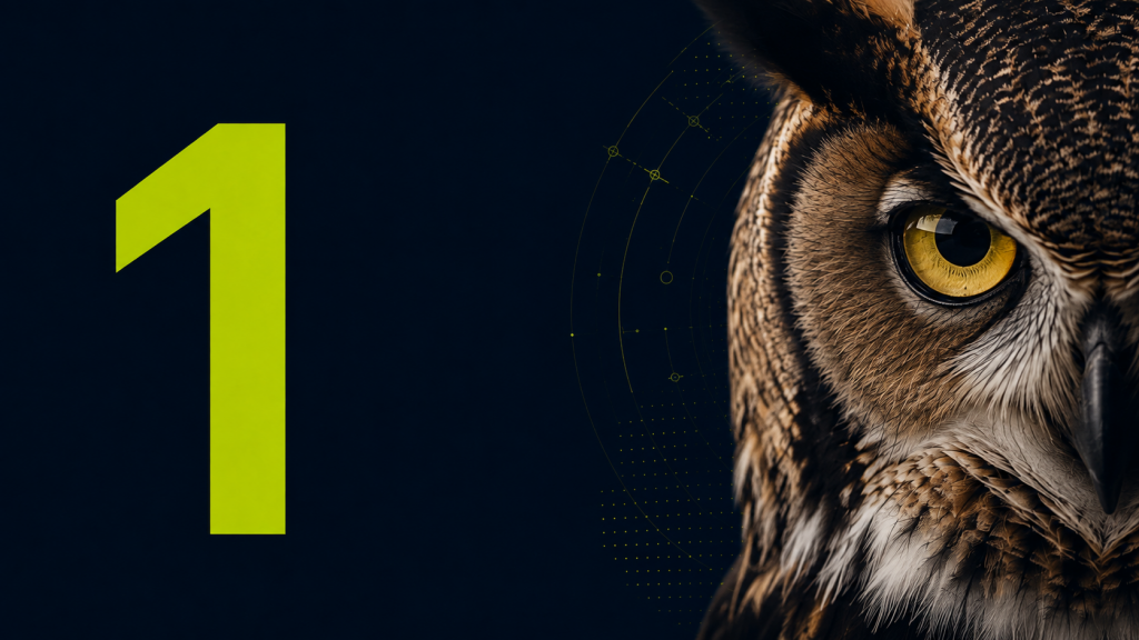 Semantio AI visibility series, part 1, with an owl and the number one.