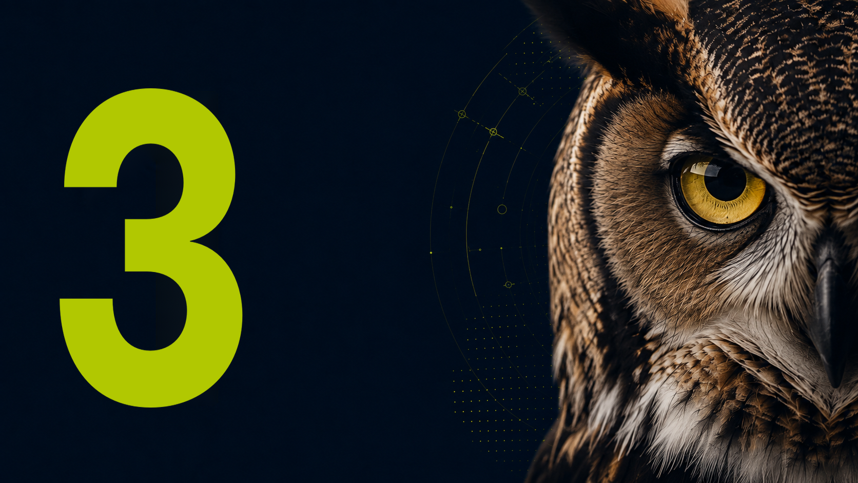 Semantio AI visibility series, part 3, with an owl and the number three.